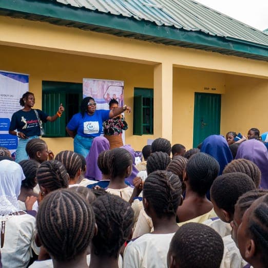 Girls taking part in the ongoing Pads & Pals hygiene project